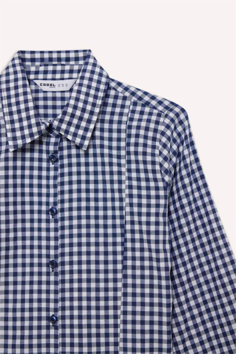 Coool Fitted Kareli Poplin Uzun Kollu Gömlek