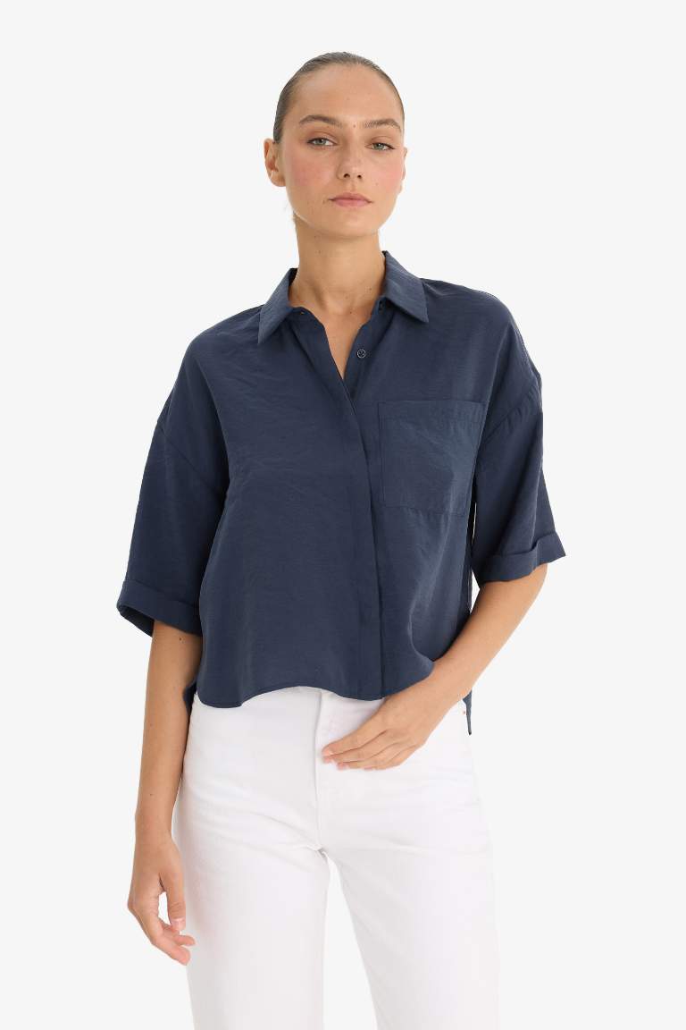 Loose Fit Modal Kısa Kollu Gömlek