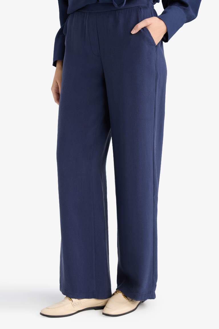 Regular Fit Beli Lastikli Modal Pantolon