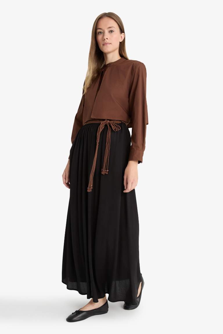 A Cut Crinkle Viscose Maxi Skirt