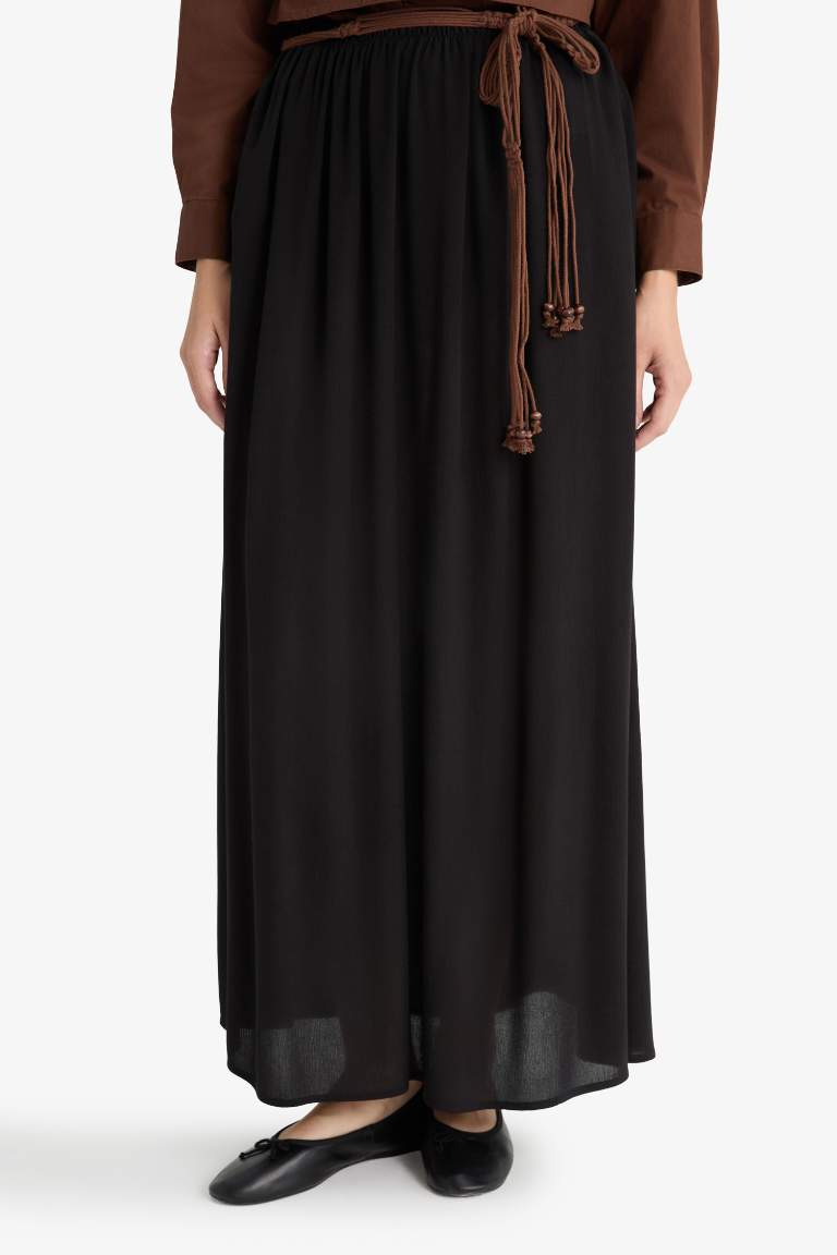 A Cut Crinkle Viscose Maxi Skirt