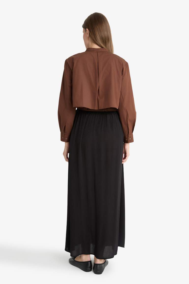 A Cut Crinkle Viscose Maxi Skirt