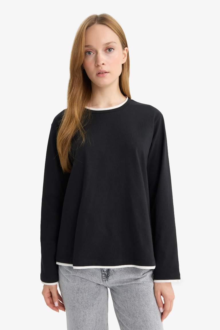 Regular Fit Crew Neck Long Sleeve T-Shirt Tunic