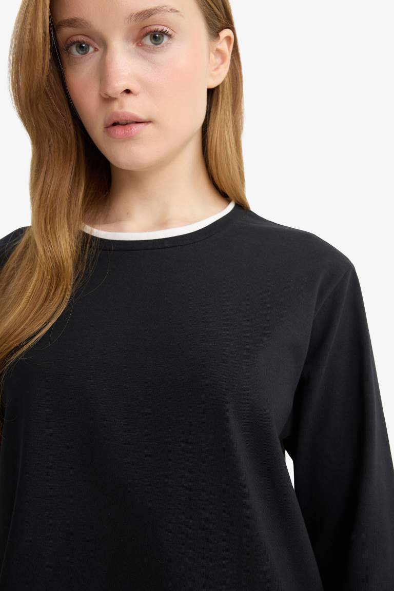 Regular Fit Crew Neck Long Sleeve T-Shirt Tunic