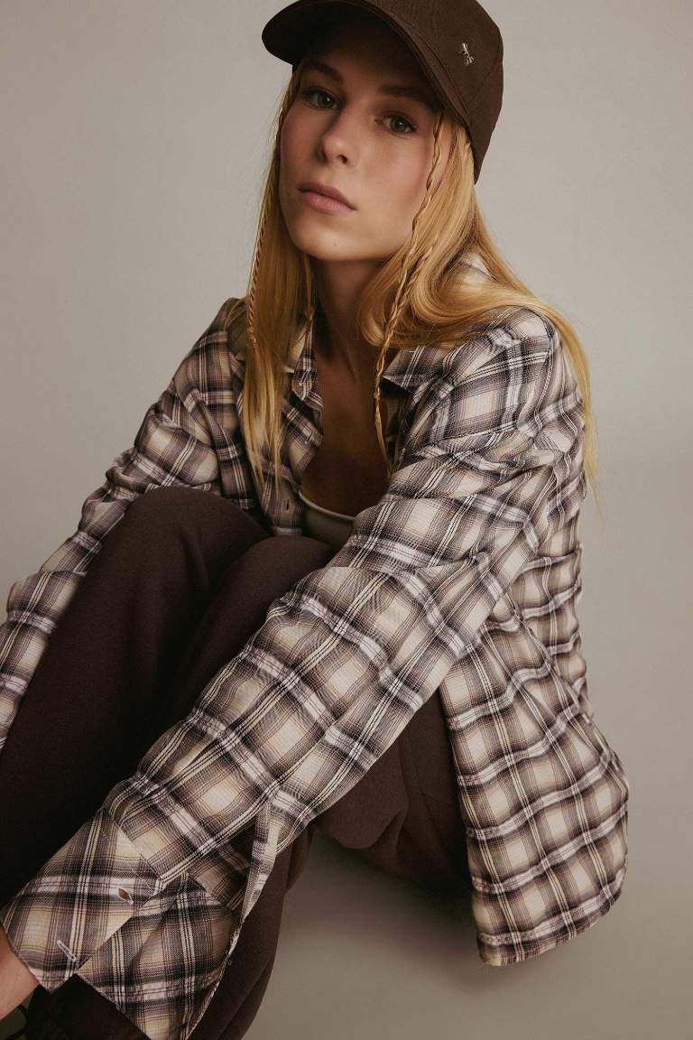 Oversize Fit Shirt Collar Long Sleeve Shirt