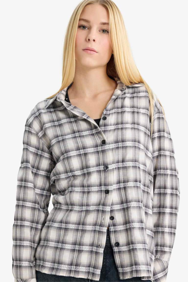 Oversize Fit Shirt Collar Long Sleeve Shirt