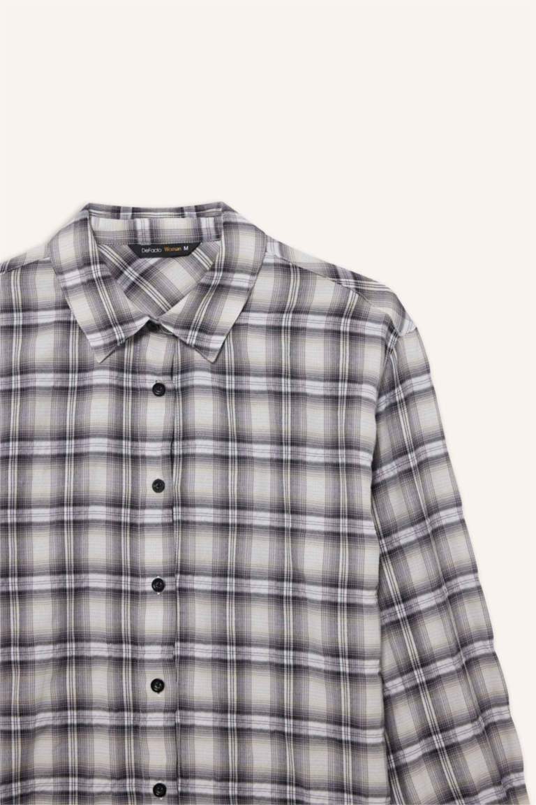 Oversize Fit Shirt Collar Long Sleeve Shirt