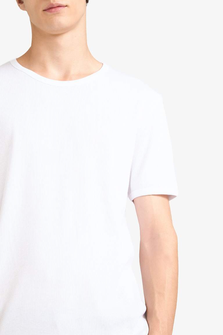 Slim Fit Crew Neck Ribana Short Sleeve T-Shirt