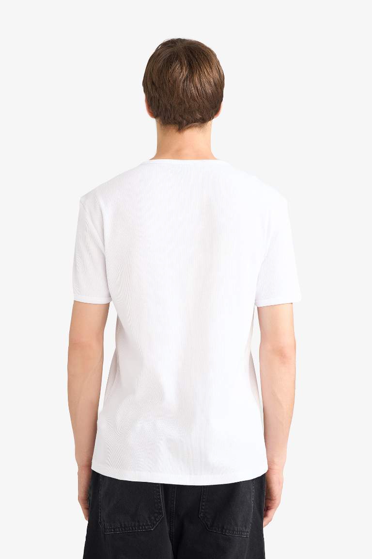 Slim Fit Crew Neck Ribana Short Sleeve T-Shirt