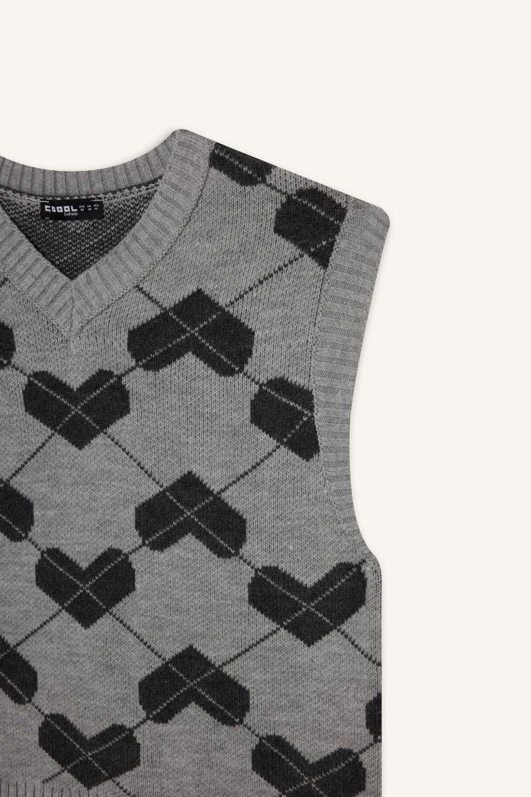 Трикотажный жилет Coool Regular Fit с V-образным вырезом с узором
