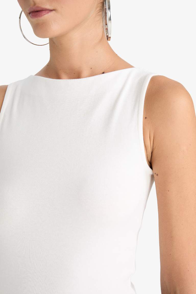 Slim Fit Ribana Boat Collar Tank Top