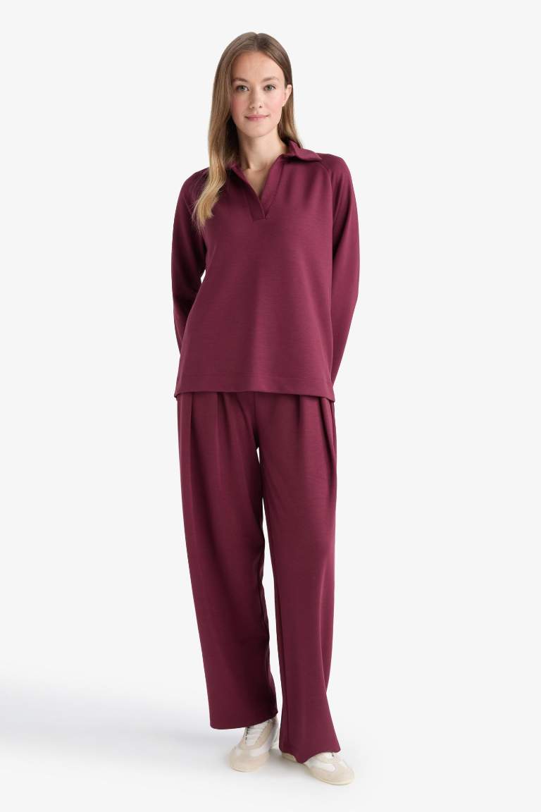 Barrel Fit Düz Paça Pantolon