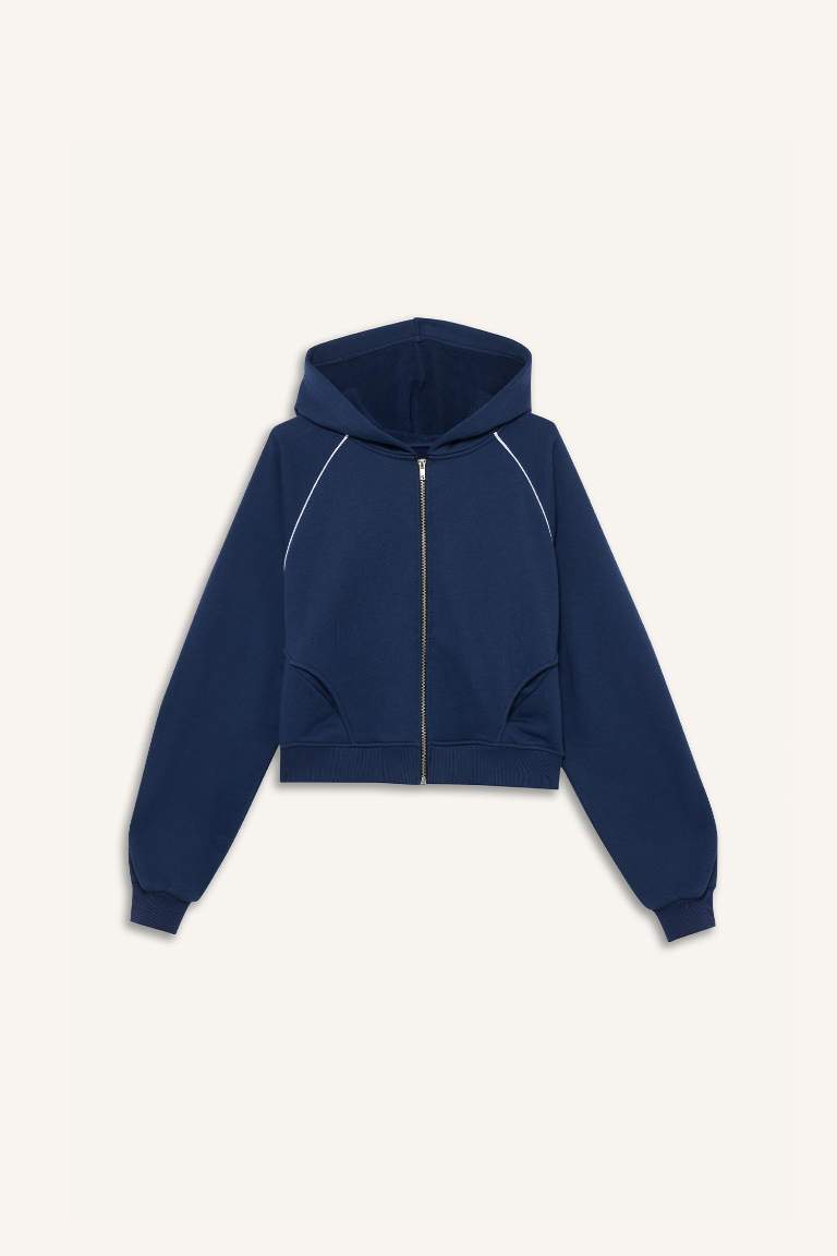 Loose Fit Hooded Zipper Sweatshirt