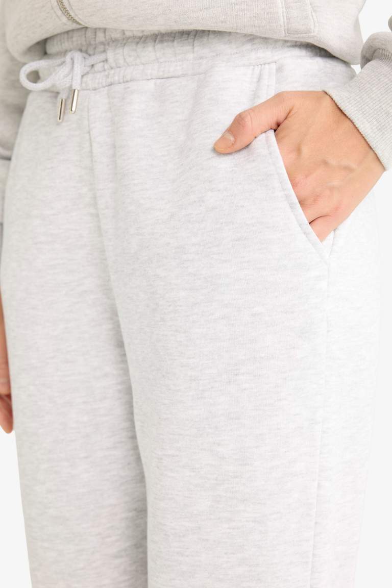 Basic Düz Cepli Beli Bağcıklı Kalın Jogger Eşofman Altı