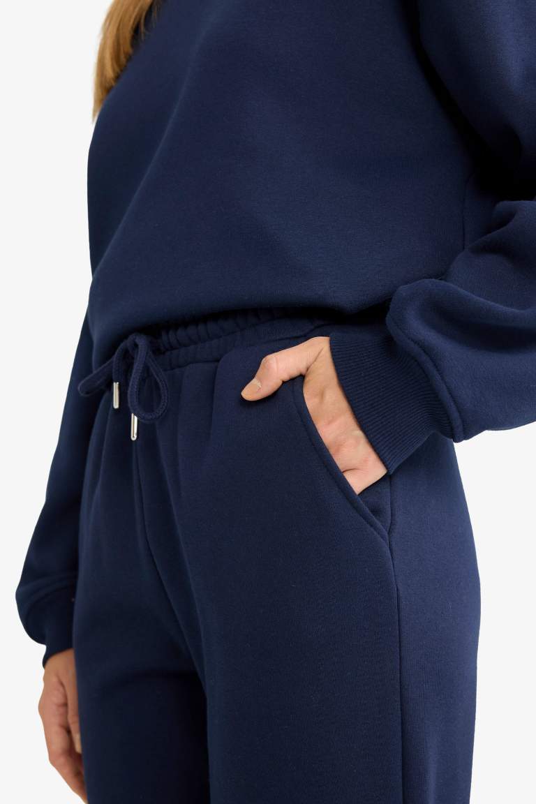 Basic Düz Cepli Beli Bağcıklı Kalın Jogger Eşofman Altı