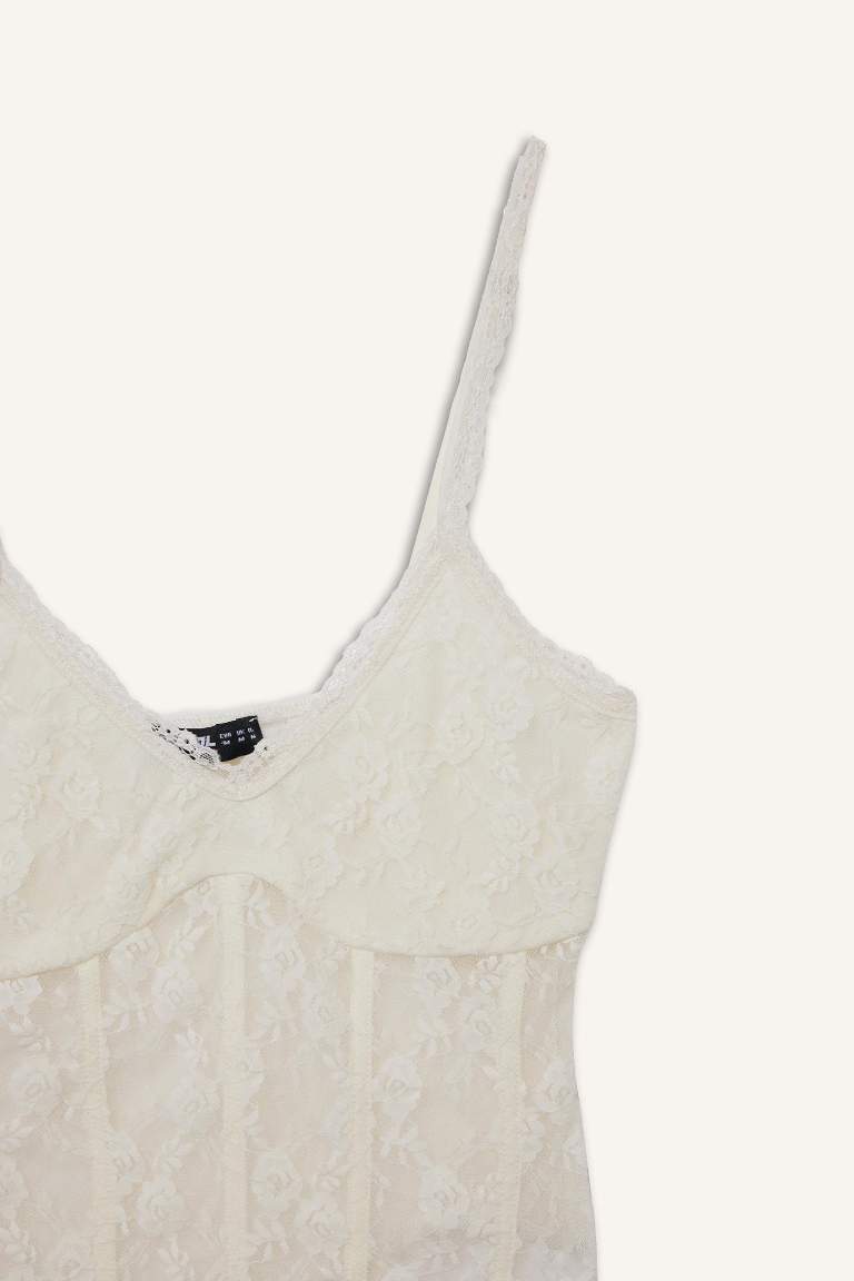 Lace Thin Strappy Bodysuit