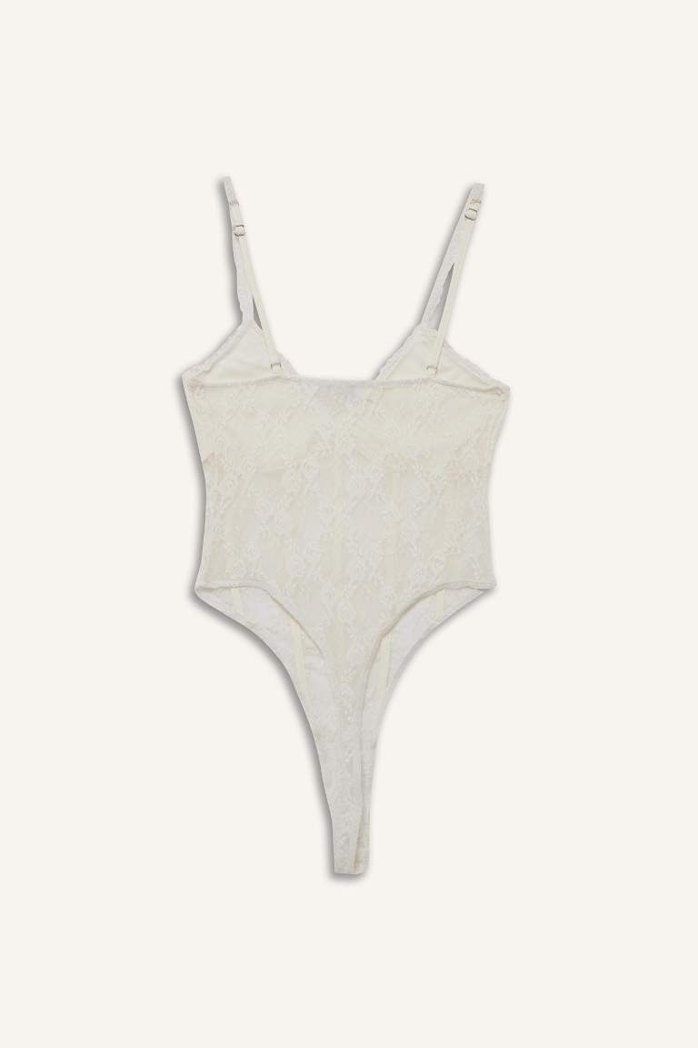 Lace Thin Strappy Bodysuit