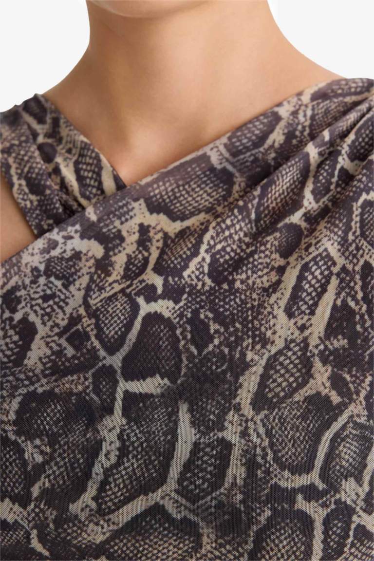 Animal Tulle Halter Collar Tank Top