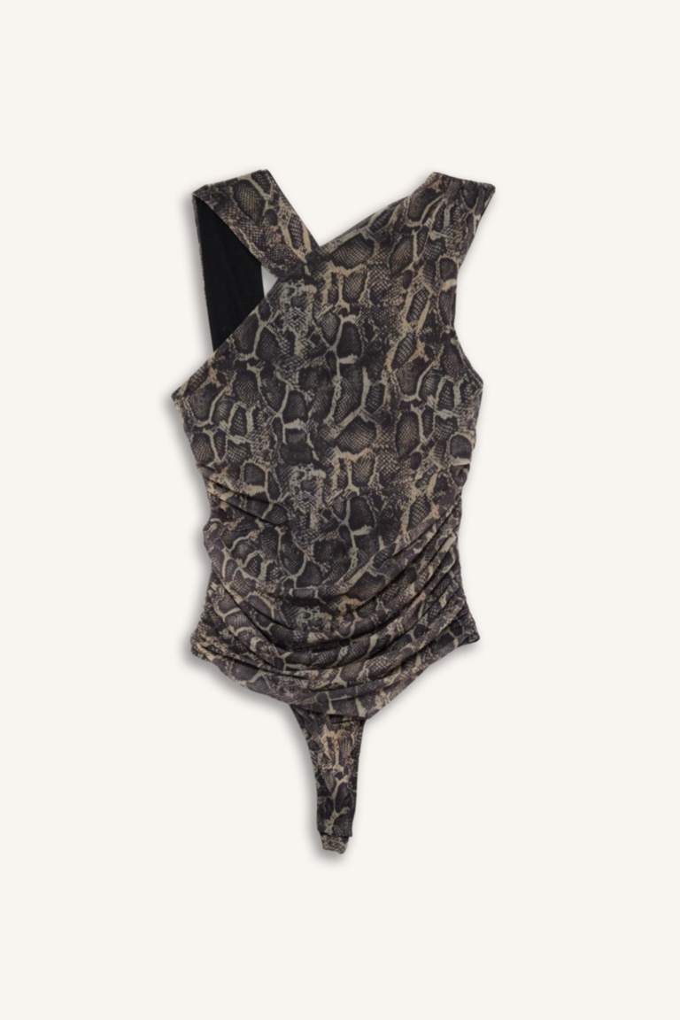 Animal Tulle Halter Collar Tank Top