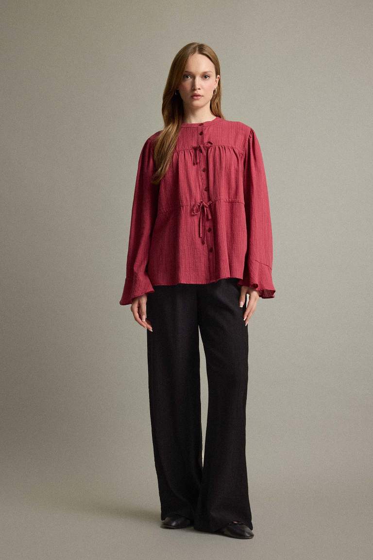 Regular Fit Crinkle Fabric Trousers