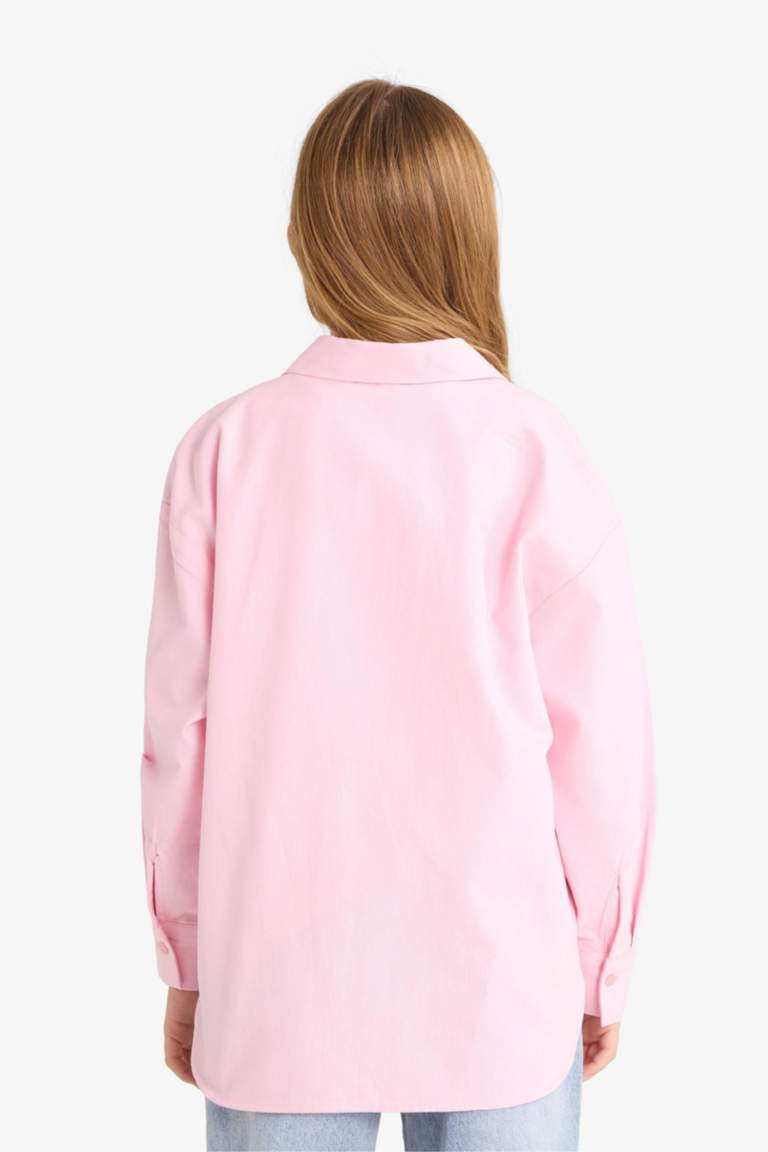 قميص بناتي ردن طويل أوكسفورد قصة عادية