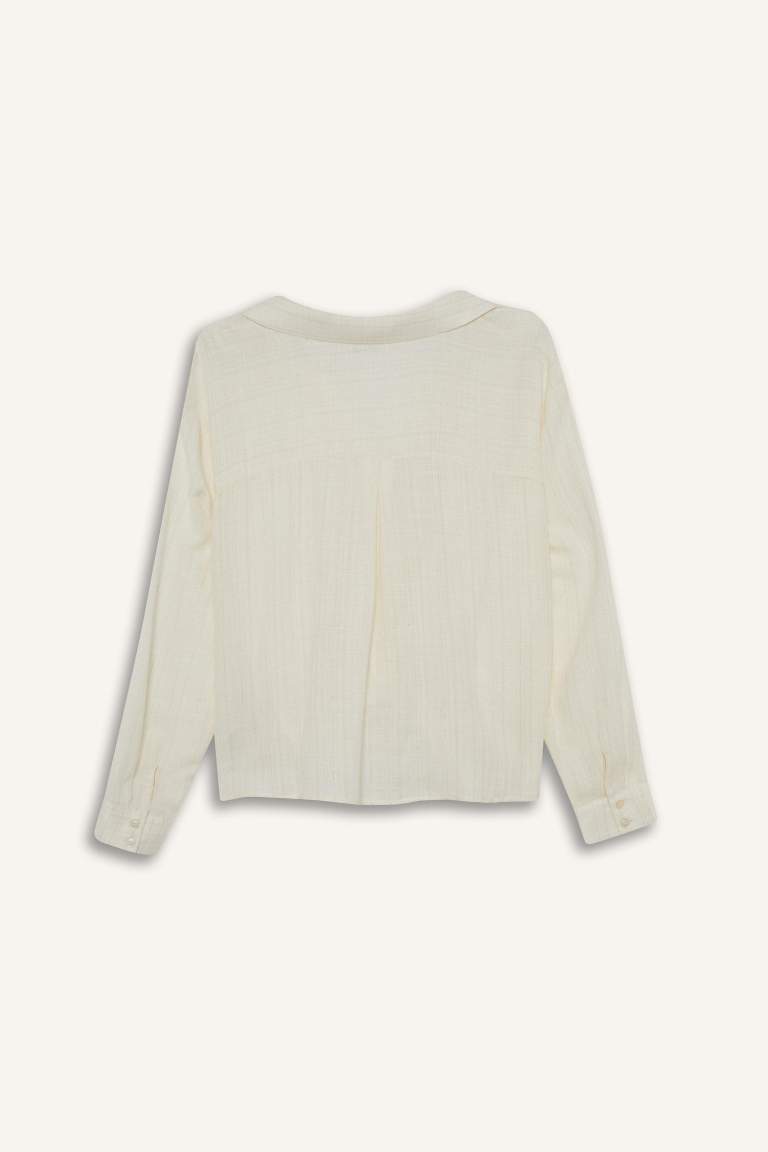 Regular Fit Shirt Collar Long Sleeve Blouse