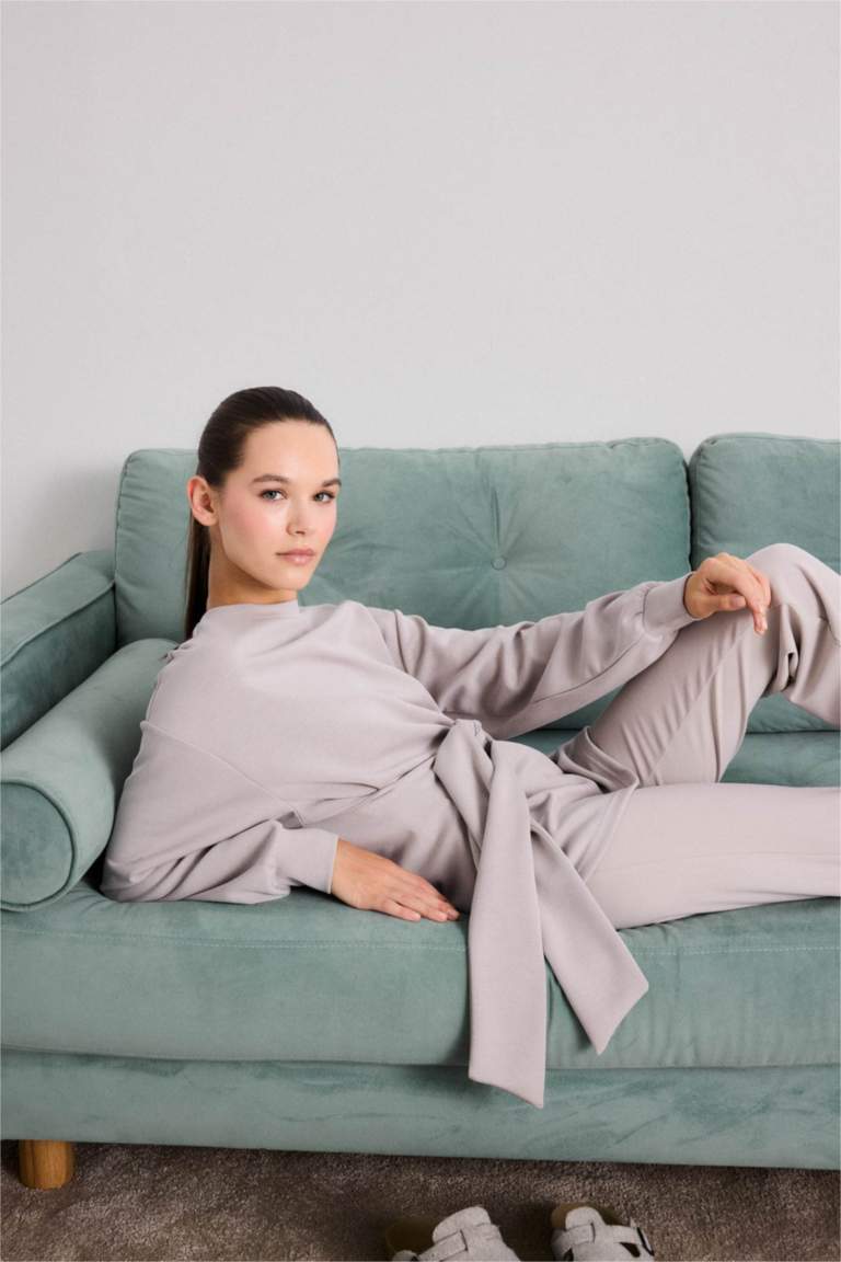 Fall in Love Modal Belted Sweatshirt