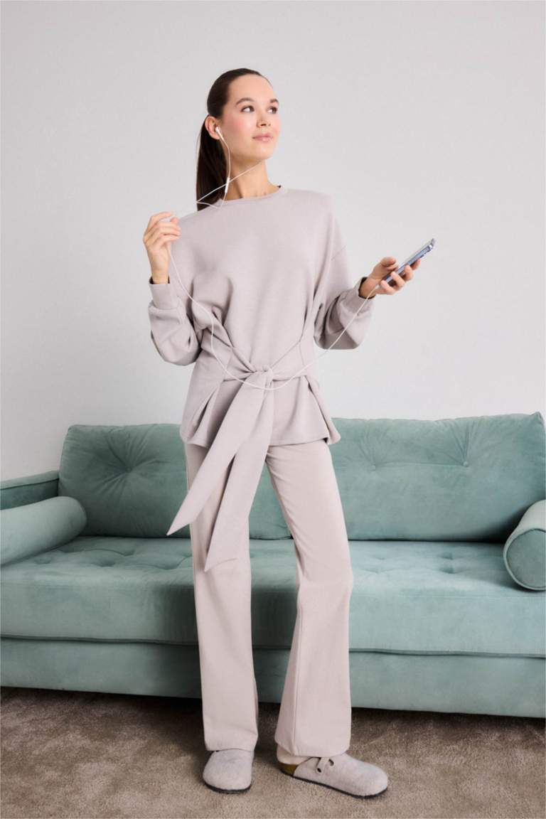 Fall in Love Modal Belted Sweatshirt