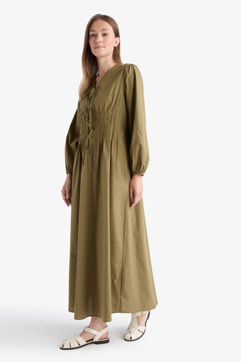 V-Neck Poplin Dress