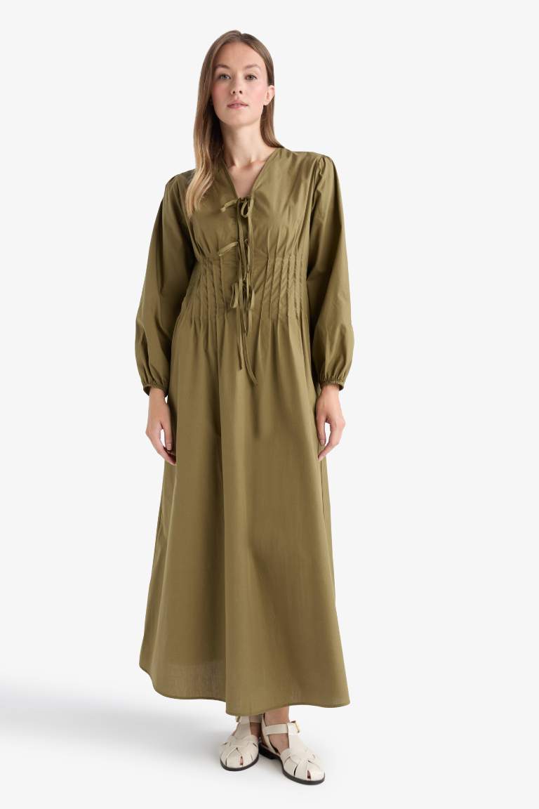 V-Neck Poplin Dress
