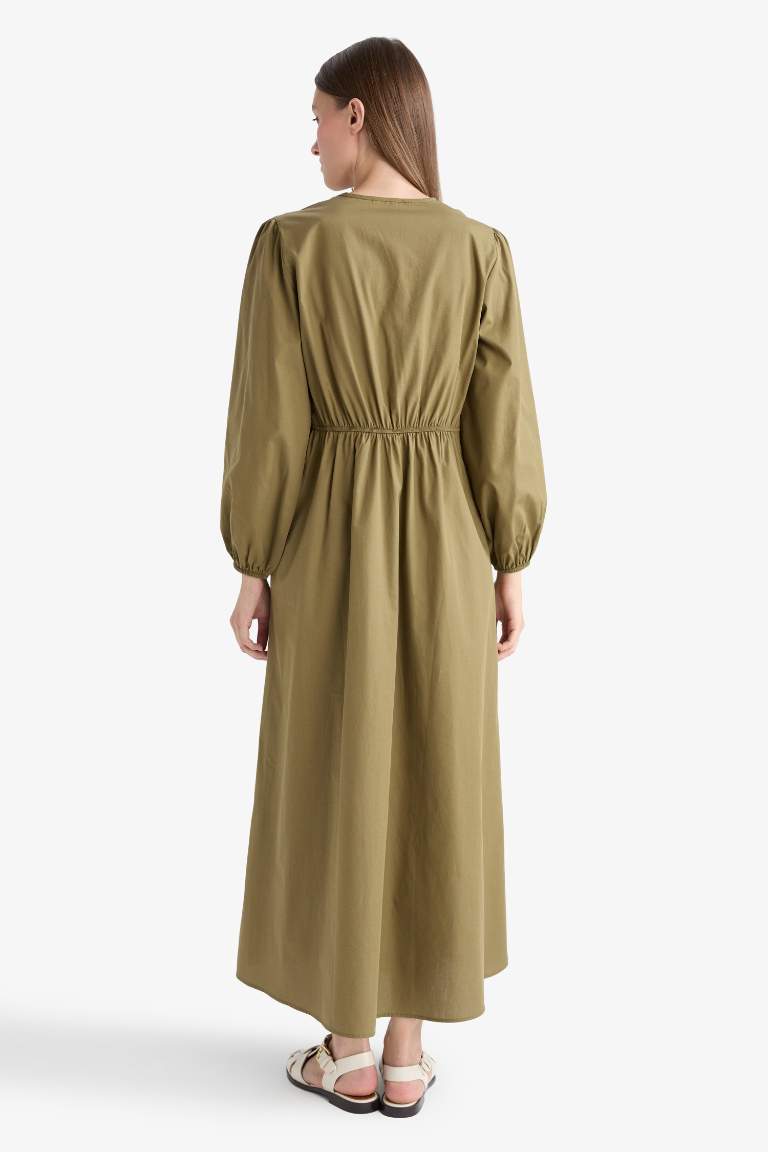 V-Neck Poplin Dress