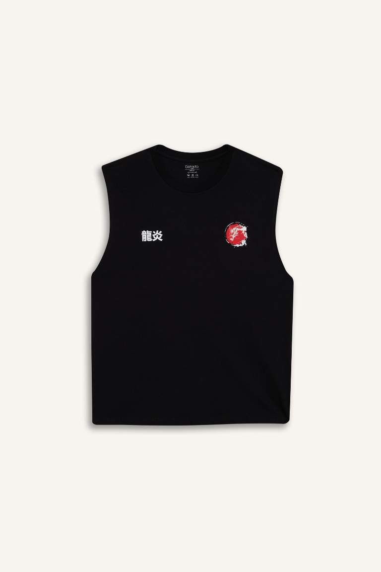 Boxy Fit Baskılı Bisiklet Yaka Atlet