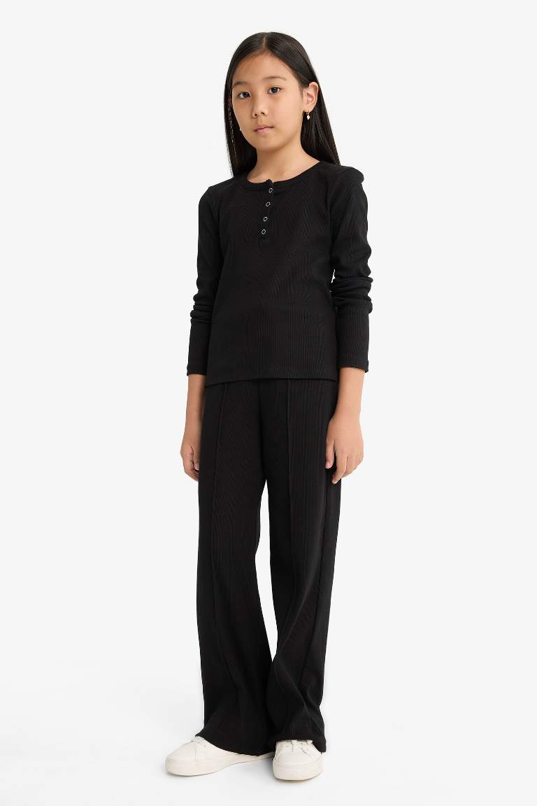 Girl Ribbed Camisole T-Shirt Sweatpants 2 Piece Set