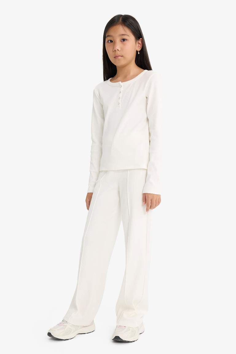 Girl Ribbed Camisole T-Shirt Sweatpants 2 Piece Set