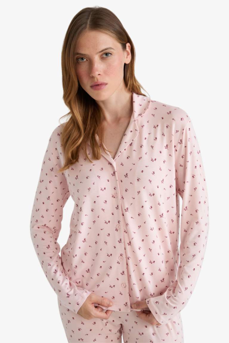 Pijama Takımı Regular Fit Desenli Uzun Kollu Üst Uzun Alt-Fall in Love
