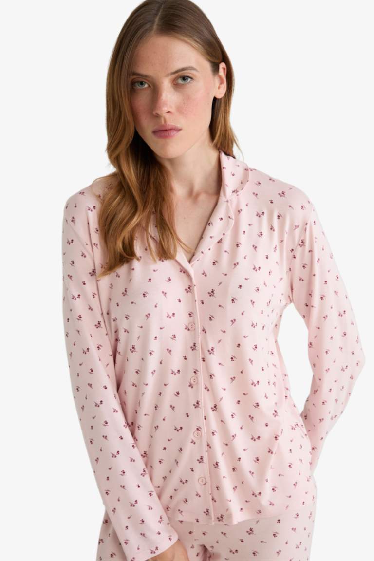 Pijama Takımı Regular Fit Desenli Uzun Kollu Üst Uzun Alt-Fall in Love