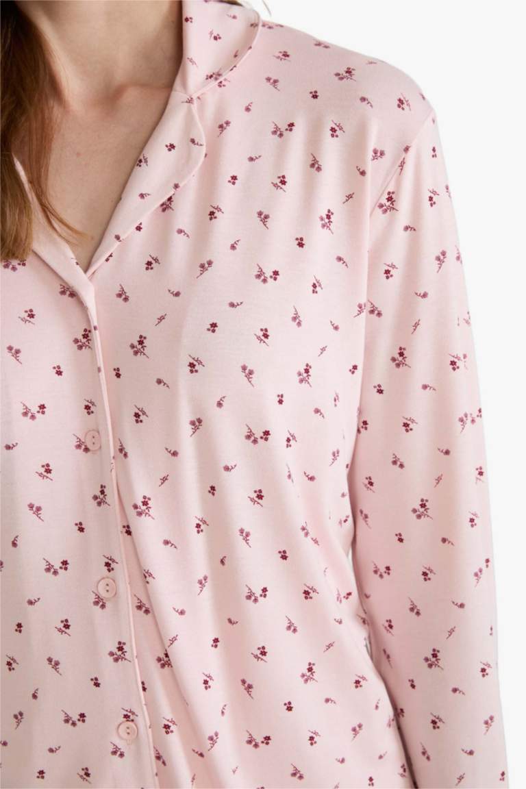 Pijama Takımı Regular Fit Desenli Uzun Kollu Üst Uzun Alt-Fall in Love