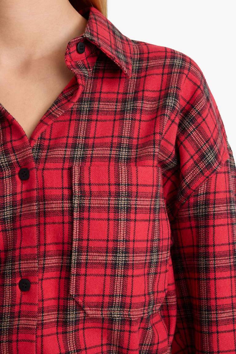 قميص ردن طويل فلانيل اوفر سايز