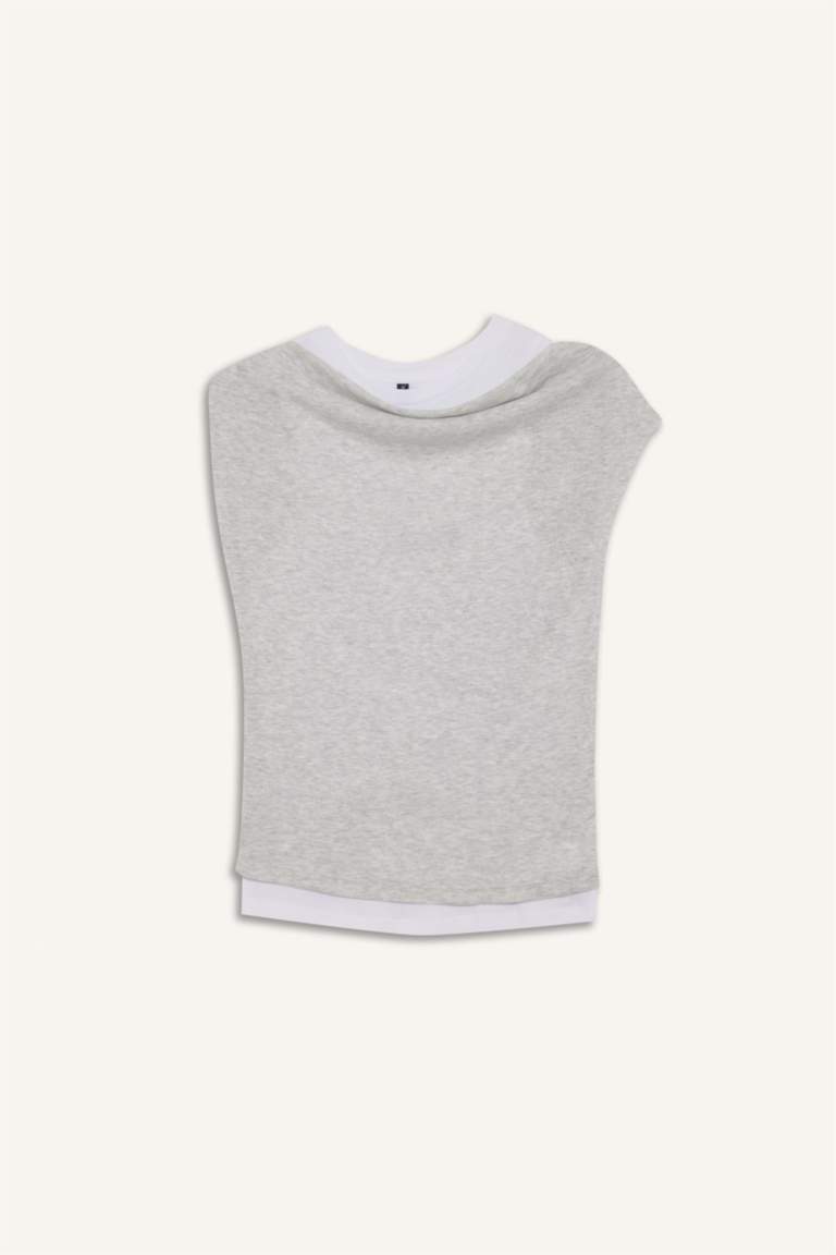 Slim Fit One Shoulder Rib Short Sleeve T-Shirt