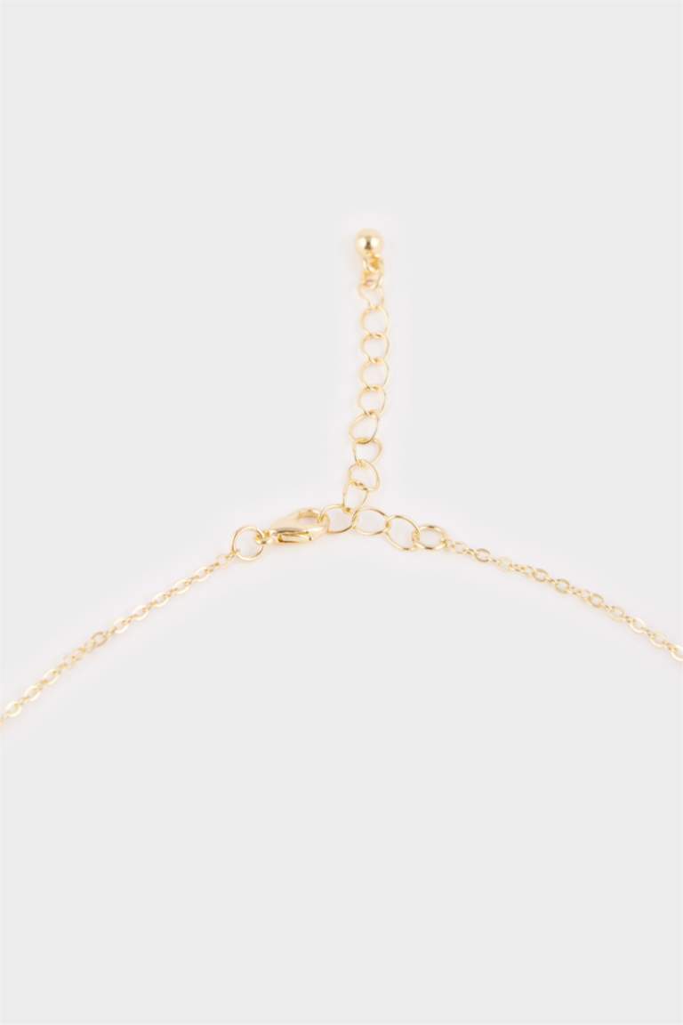 Kadın Çelik Gold Göz Detaylı Sallantılı Kolye