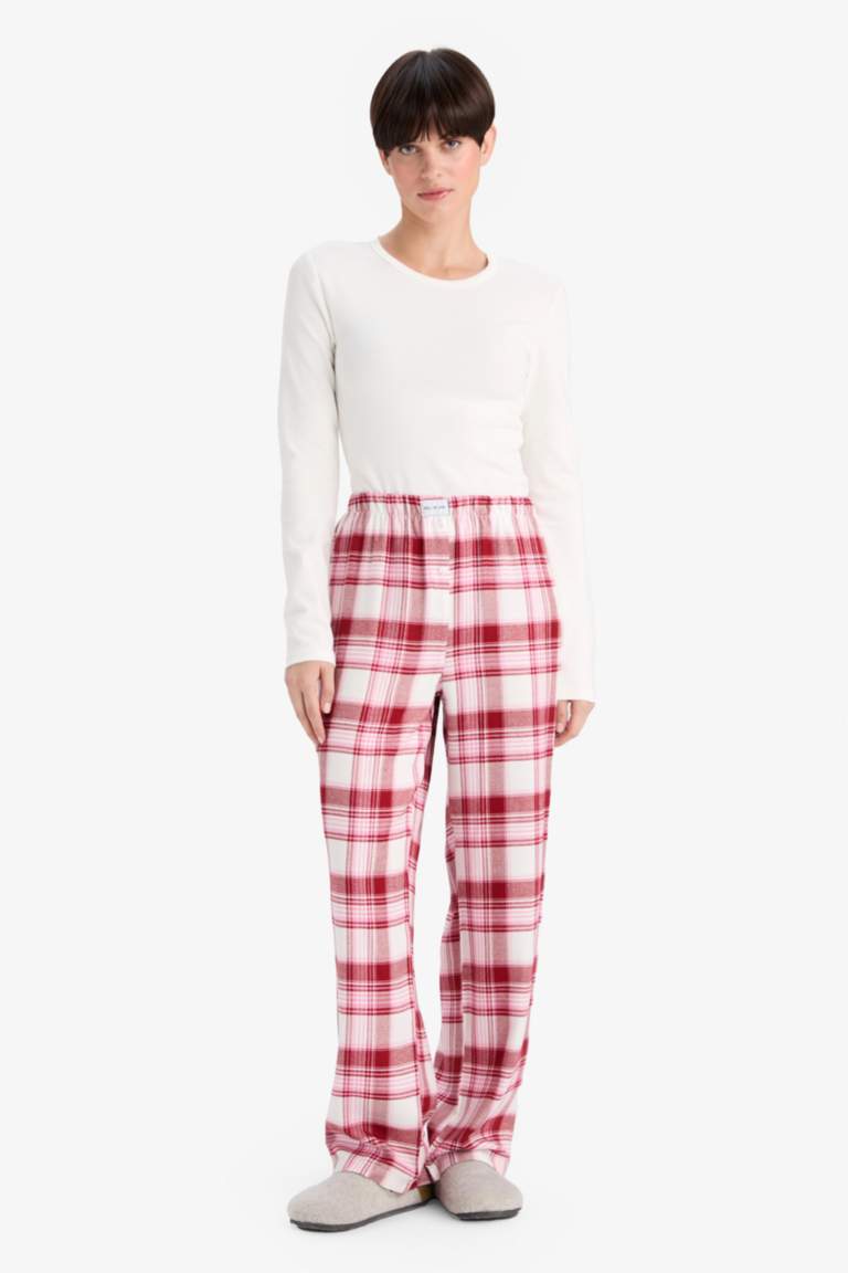 Regular Fit Uzun Kareli Pijama Altı-Fall in Love