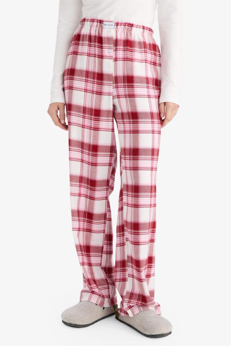 Regular Fit Uzun Kareli Pijama Altı-Fall in Love