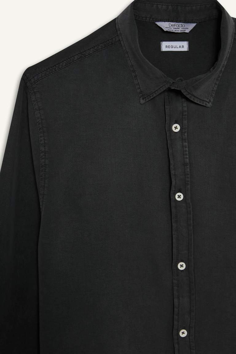 Мужская рубашка Regular Fit из твила с длинным рукавом