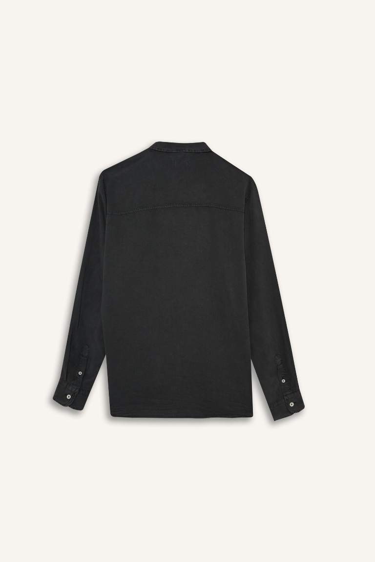 Мужская рубашка Regular Fit из твила с длинным рукавом