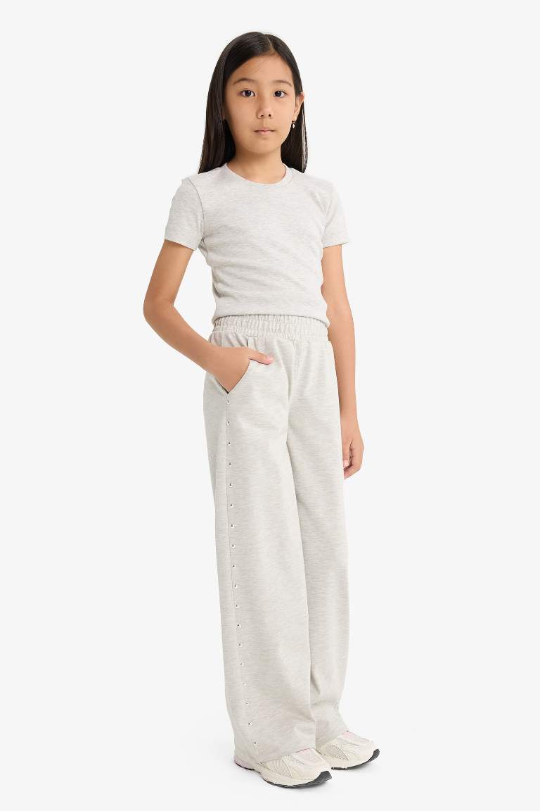 Girl Elastic Waist Wide Leg Sweatpants
