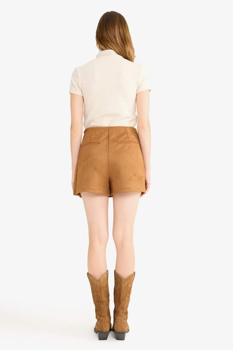 Regular Waist Mini Suede Skort