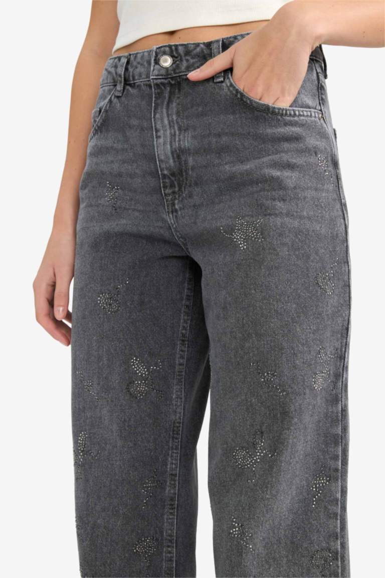 Embroidered Denim Trousers