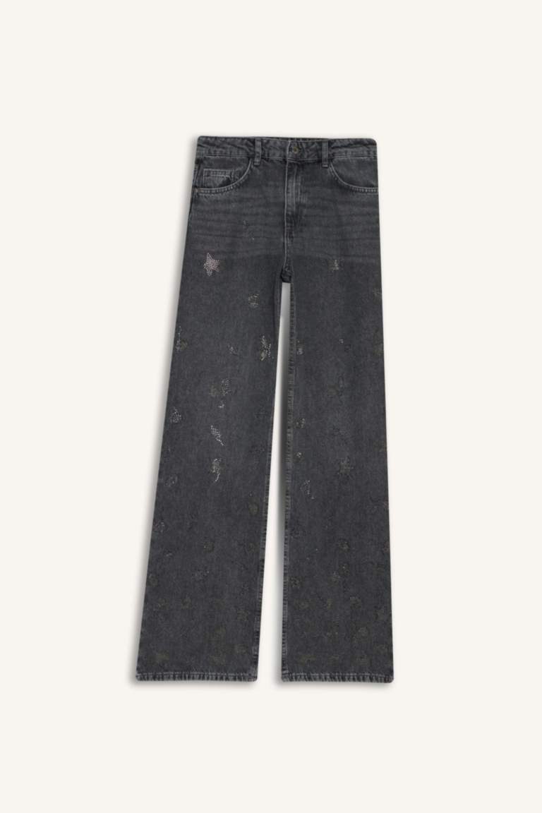 Embroidered Denim Trousers