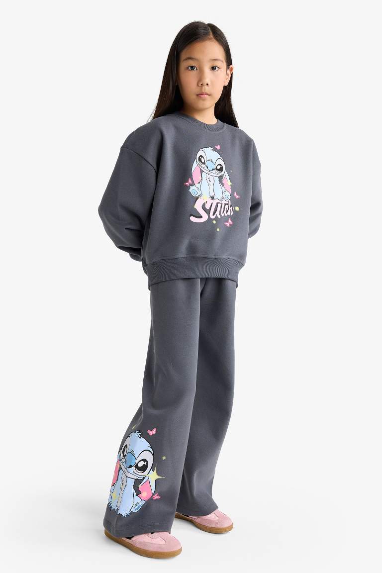 Kız Çocuk Disney Lilo & Stitch 2'li Takım Sweatshirt Eşofman Altı