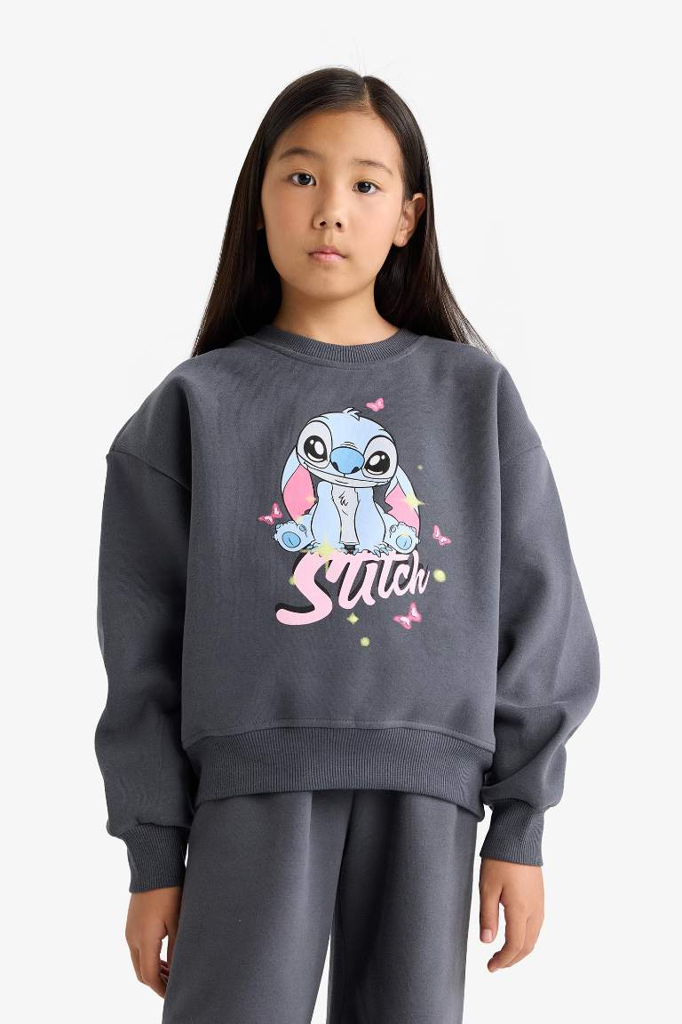Kız Çocuk Disney Lilo & Stitch 2'li Takım Sweatshirt Eşofman Altı